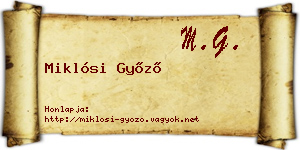 Miklósi Győző névjegykártya